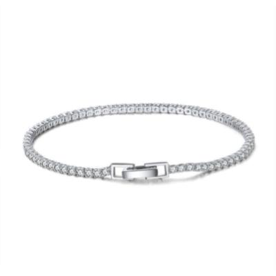 China TRENDY Silver Plated Cubic Zirconia Round Cut Charm 2/3/4mm Women Men 3 Layers 16.5cm 18cm 925 Sterling Silver Tennis Bracelets for sale