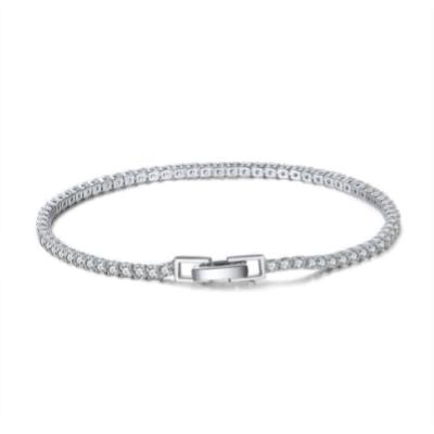 China 2021 Trendy Trendy Silver Plated Cubic Men 925 Sterling Silver Tennis Bracelets Women Jewelry 2/3/4mm Zircon Bangle Round Cut Charm for sale