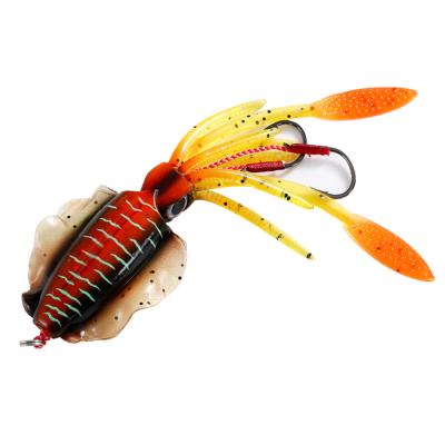 China Vivid Action Squid Shape Silicone Octopus Soft Swimming Bait Lures 15cm Lead 60g Head Octopus Edges Squid Softbait for sale