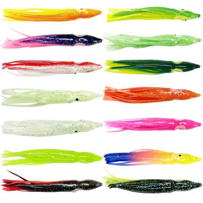 China Hot Sale 8cm Multi Color Saltwater Action Vivid Swimming Soft Fishing Lures Octopus Squid Skirt Lure Bait for sale