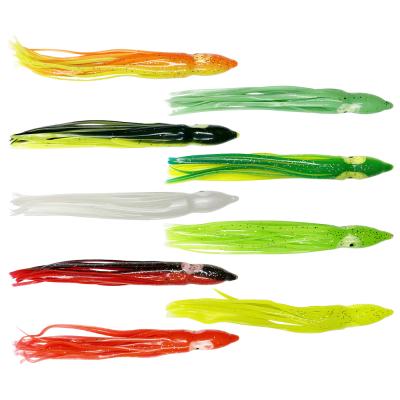 China Hot Sale 11cm Multi Color Saltwater Action Vivid Swimming Soft Fishing Lures Octopus Squid Skirt Lure Bait for sale