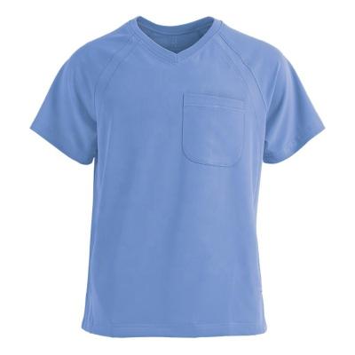 China Modern Men's Hospital Uniform V-Neck Raglan Sleeve And Side Splits Comfy Sporty Knit Fitted Sports Medical Scrub Top for sale