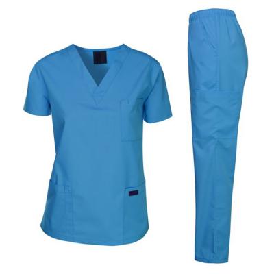 China Hospital Customized Medical Scrub Uniform Unisex Scrubs Set Scrub Top And Pants For Hospital Staff for sale