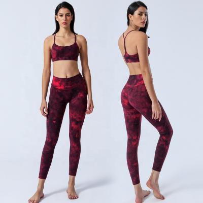 China Fitness Wear Workout Gym Sports Bra And Breathable Custom Active Wear Printed Legging Yoga Set Wholesale for sale