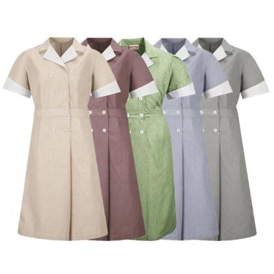 China Can Be Customized Cross Cotton Polyester Hotel Room Maid Staff Cleaning Housekeeping Uniform Dress Custom Made for sale