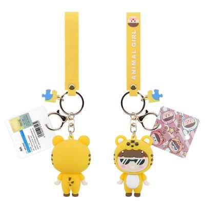 China Business gifts Original cartoon animal outfit girl bag hanging decoration keychain Car trinkets small gift key chain for sale