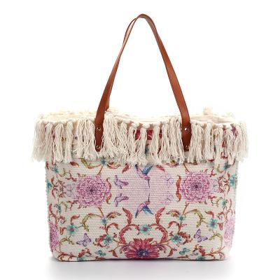 China Fashion Fashion Trends Large Tassels Handbag Bright designs Leisure Travel Ladies Woven Handbag for sale