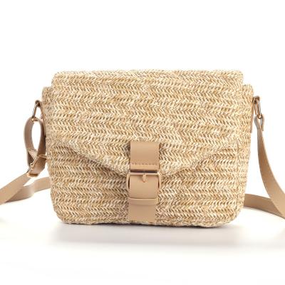 China Light Weight Quilt PP Straw Women Messenger bag Adjustable and Removable PU Strap Lightweight Shoulder bag for sale