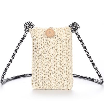 China With Holder PP Straw Women's Cell Phone Bag Sling Crossbody Bag Mobile Phone Small Bags Purse Wholesale for sale