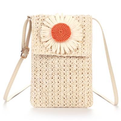 China Lightweight Synthetic Straw Bohemian Phone Crossbody Bag Daily Use Casual Woven Crossover bag small sling purse for sale