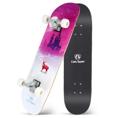 China Youth Customized High Quality Thermal Transfer Pattern 7 Ply Wood Skateboard for sale