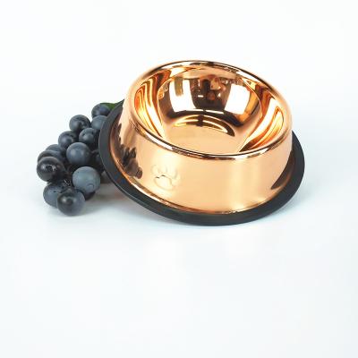 China Modern High Quality Viable Stainless Steel Dog Feeder Pet Bowl Rose Gold Water Food Feed Amazon Success Wholesale for sale