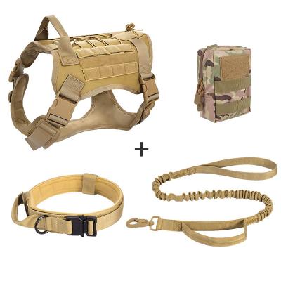 China Amazon Outdoor Luxury Tactical Custom Puppy Collar Pet Ches Military Training Tactics K9 Leash Rope Vest Set Large Dog Harness for sale