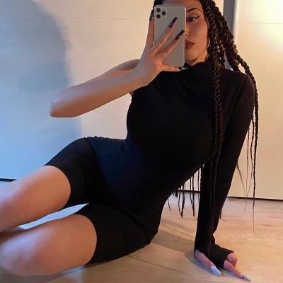 China Wholesale QUICK DRY Sexy Split Romper Women Long Sleeve Fitness Bodycon Overalls Short Stretchy Playsuit 2020 Autumn Winter Ladies for sale