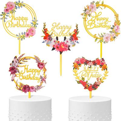 China Birthday Party Supplies Glitter Card Topper Letters 3d Paints Cake Topper Acrylic Birthday Toppers For Cake Decorating Supplies for sale