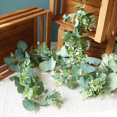 China Wedding Decoration 1.8M Artificial Silver Dollar Eucalyptus Leaf Vines With Artificial Green Garland Faux Silk Artificial Eucalyptus for sale