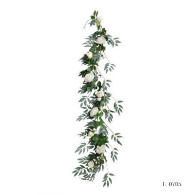 China Wedding Artificial Greenery Garland Rose Flower Artificial Vine of Willow Leaves Rose Flower Hanging Decoration for sale