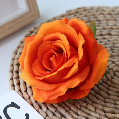 China Wholesale 10CM Wedding Decoration Rose Head Artificial Silk Flower High Grade Velvet 9 Colors For Wedding Decor for sale