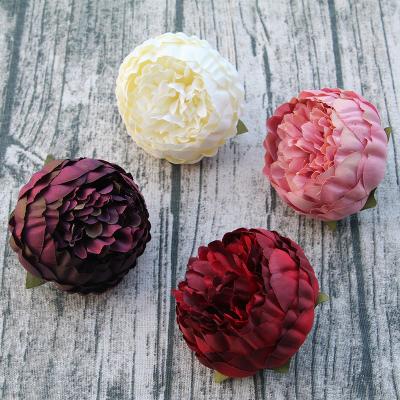 China Wedding Decoration Wholesale 8CM High Grade Artificial Peony Head Silk Flower Head For Wedding Decor for sale