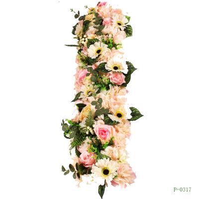 China Europe Artificial Flowers Arch Centerpiece Silk Rose Flower Wall Artificial Flower Layout for Wedding Home Decor for sale