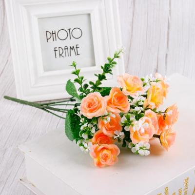 China Present / Charming Wedding Decoration 15 Buds Pretty 1 Bouquet Mini Rose Artificial Silk Flower Bride Ceremony/Wedding/Home/Festival Decoration l Home Bridal Wedding Decoration for sale