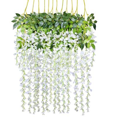 China Home Decoration in Stock Six Color Flower Garland Wedding Wisteria Wreath Silk Hanging Artificial Flower for Wedding Decor for sale