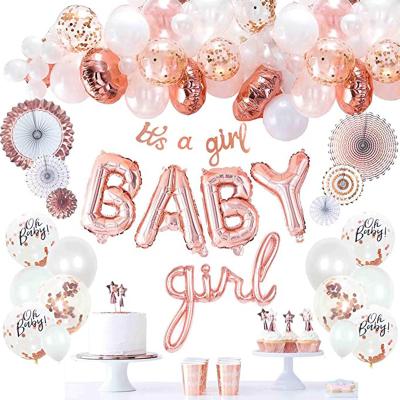 China Baby Shower Decorations Baby Shower Decorations It's Girl's Rose Gold Birthday Balloon Garland Banner and Arch Balloons Elephant Baby Shower Set for sale