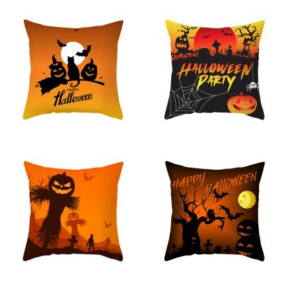 China Anti-Static Halloween Cushion Cover Horror Pumpkin Printed Decorative Halloween Pillow Case 45x45cm For Home Christmas New Year for sale