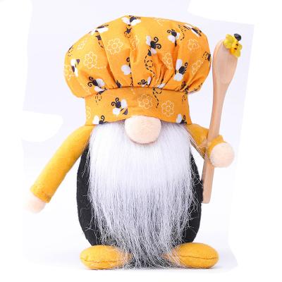 China Lovely Bumble Bee Honey Bee Chef Gnome Scandinavian Door Table Top Plush Gnome Farmhouse Kitchen Decor Decorations for sale