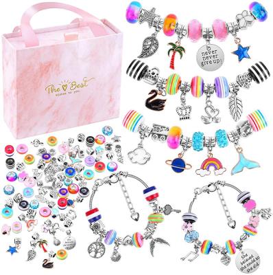 China Jewelry Making DIY Charm Bracelet Making Kit For Girls Silver Jewelry Bracelet Charms Beads Bracelet Supplies Colorful Jewelry Necklace Making for sale