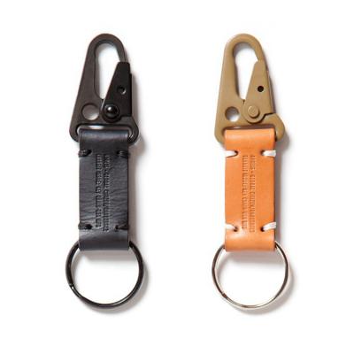 China Brandable Real Hot Sale Promotional Leather Metal Carabiner Key Chain for sale