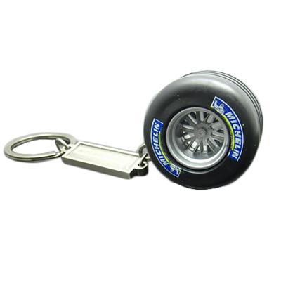 China Personalized High Quality Round Tire Car Key Chain 3D Tire Metal Wheel Rubber Key Ring Advertising Gift for sale