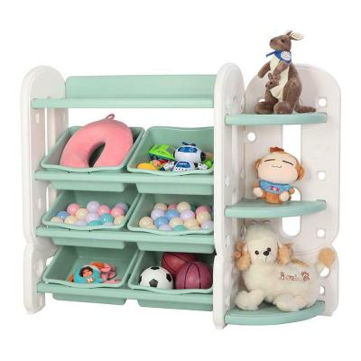 China Baby Modern Multi Function Indoor Bookshelf Shelf Safety ABST Toys Storage Plastic Kids Book Shelves For Kids Furniture for sale