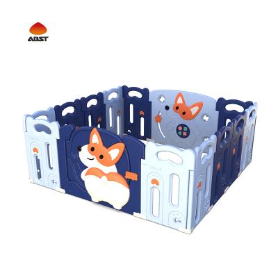 China Outdoor Cartoon Plastic Corgi Playground Ball Pool Kids Foldable Large Playpen Baby Crib Playpen for sale