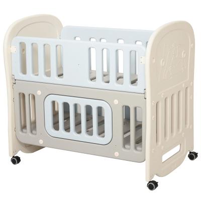 China Modern Multifunctional Pull Out 2 In 1 Bouble Kids Bed Folding Portable Crib Swing Toddler Box Girl Crib Shoes Prewalk Anti-Slip Baby Cribs for sale