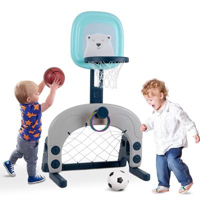 China Custom Kids Indoor Adjustable Mini Rack Portable Baby Ring Toy Stands Affordable PE Football Plastic Removable Goal Basketball Hoop for sale