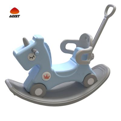 China Ride On Musical Toy High Rotating Glow Plush Kids Rocking Horse All White for sale