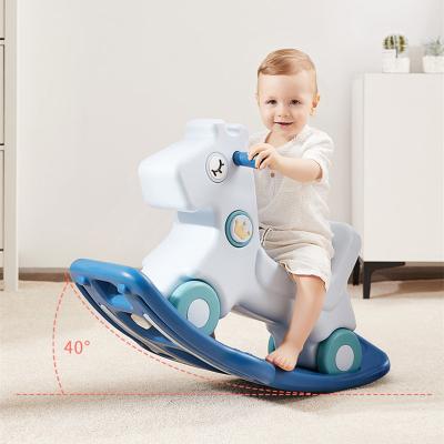 China Ride On Hot Cheap Multifunctional Plastic Baby Rocking Horse Toy ABST Chair 3 In 1 Walker Kids Ride On Animal Toy With BB Music for sale