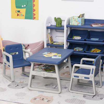 China Cute Factory Multifunctional High Quality Plastic Kids Furniture Kids Indoor Office Study Reading 3 in 1 Storage Activity Table Set for sale