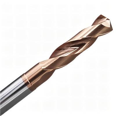 China CNC Milling Machining 2 Flutes Tungsten Steel Long Blade Length Straight Handle Solid Carbide Drill Bit For Metal Copper for sale