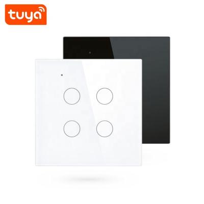 China EU Wholesale Universal Touch TuyaSmart Factory/SmartLife Tuya Smart 4Gang WIFI Remote Switch for sale