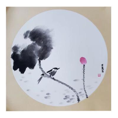 China Chinese traditional hand painting - lotus and bird for sale