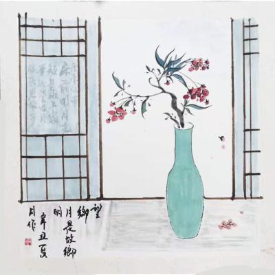 China Chinese traditional hand painting - at the window for sale