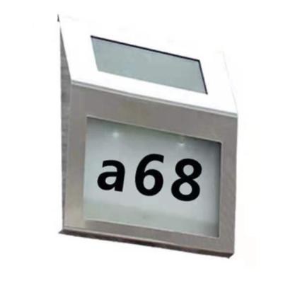 China Wall Mount Door House Number LED Sign Light Control Fashionable Solar Powered Lamp Lit Lamp for sale