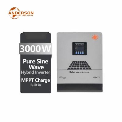 China Anderson 3 KVA 3000w 3kw 24v off grid hybrid mppt solar power inverter kit 440*320*130mm for sale