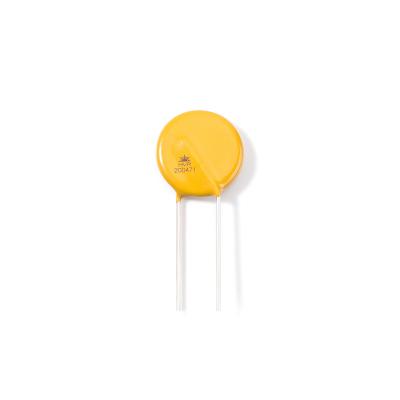 China Surge protection varistor supplier HVR20D471 yellow epoxy resin manufacture 20mm diameter 20mm thermally protected varistor for sale