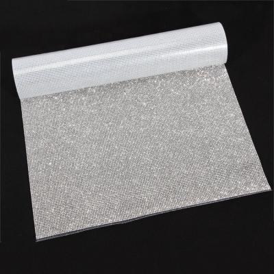 China Flatback Clear Beads Crystal Fabric Ribbon Crystal Mesh Trim for sale