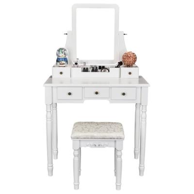 China Adjustable (Height) Make Up Wooden Bedroom Vanity Dresser For Bedroom With Mirror for sale