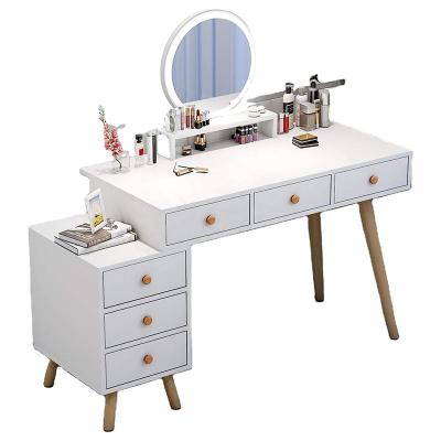 China (Other)Adjustable Bedroom Makeup Table Vanity Dressing Table with Mirror and Stool for sale