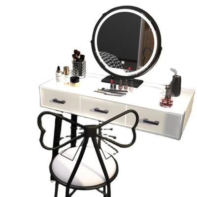 China Adjustable (other) Furniture Wood dressing table Vanity with mirror and stool for sale